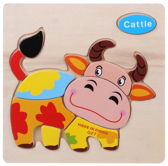 Baby Spielzeug Holz Puzzle Nette Cartoon Tier Intelligenz Kinder Bildungs Gehirn Teaser Kinder Tangram Formen Jigsaw