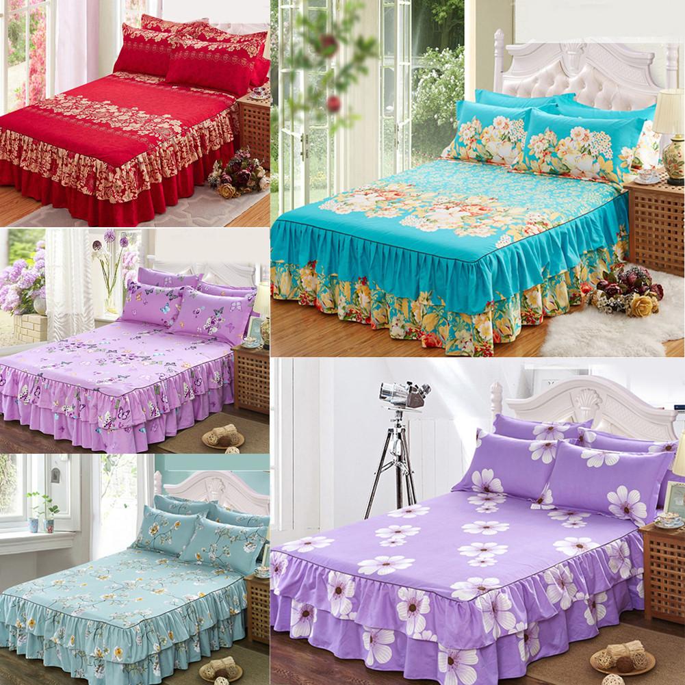 150x200cm Schuren Sprei Queen Bed Cover Verdikte Hoeslaken Enkel Dubbel Bed Stof Ruches