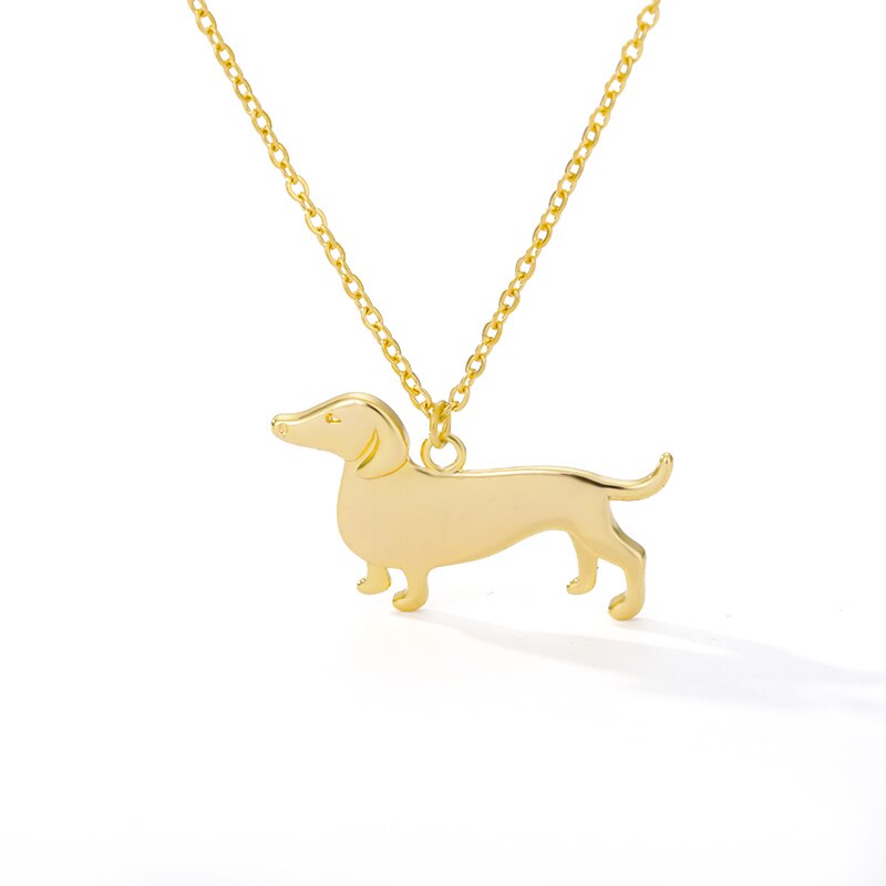 Teckel Vormige Ketting Voor Vrouwen Worst Hond Hanger Kettingen Leuke Gold Rvs Ketting Hond Ketting Kerstcadeau: Goud-kleur