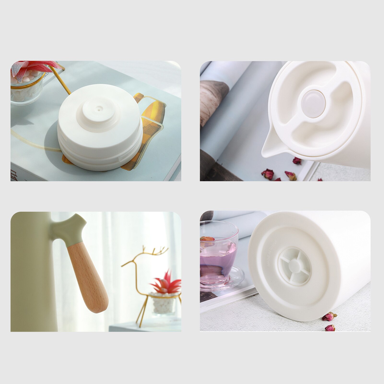 1L Household Thermal Flask Coffee Glass Liner Solid Wood Handle Insulation Kettle Water Pot Coffee Thermal Warmer Bottles