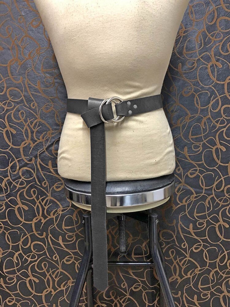 Oseberg-Cinturón de doble aro vikingo para hombre, nudo Medieval, Varyag, accesorios de cintura, faja antigua renacentista: Black belt