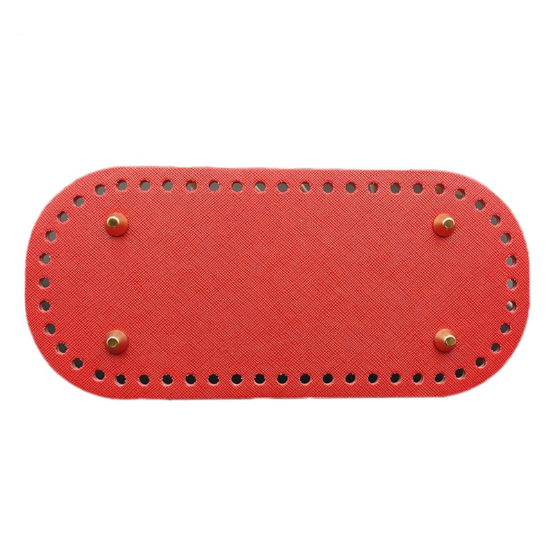 Owalne długie dno do torby z dzianiny PU skórzane akcesoria do toreb ręcznie dno z 52 otworami DIY torba szydełkowa dno 22x10cm