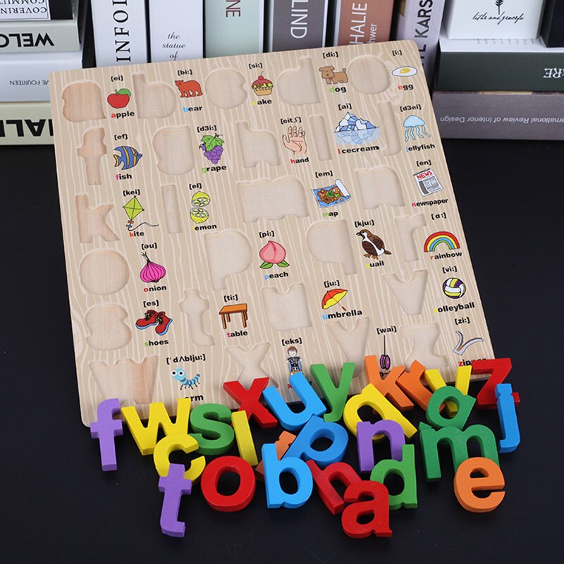 Kinderen Leren Hoofdletter Kleine Letters Board Taal Educatief Houten Speelgoed Voor Kinderen Brief Scrabble,B