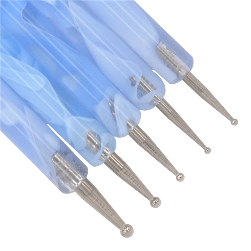5Pcs 2 Way Dotting Pen Blue Painting Pens Nail Art Dot Tools Nails Care Beauty Manicure Set Wax Pencil Art Tools Dotting Tool