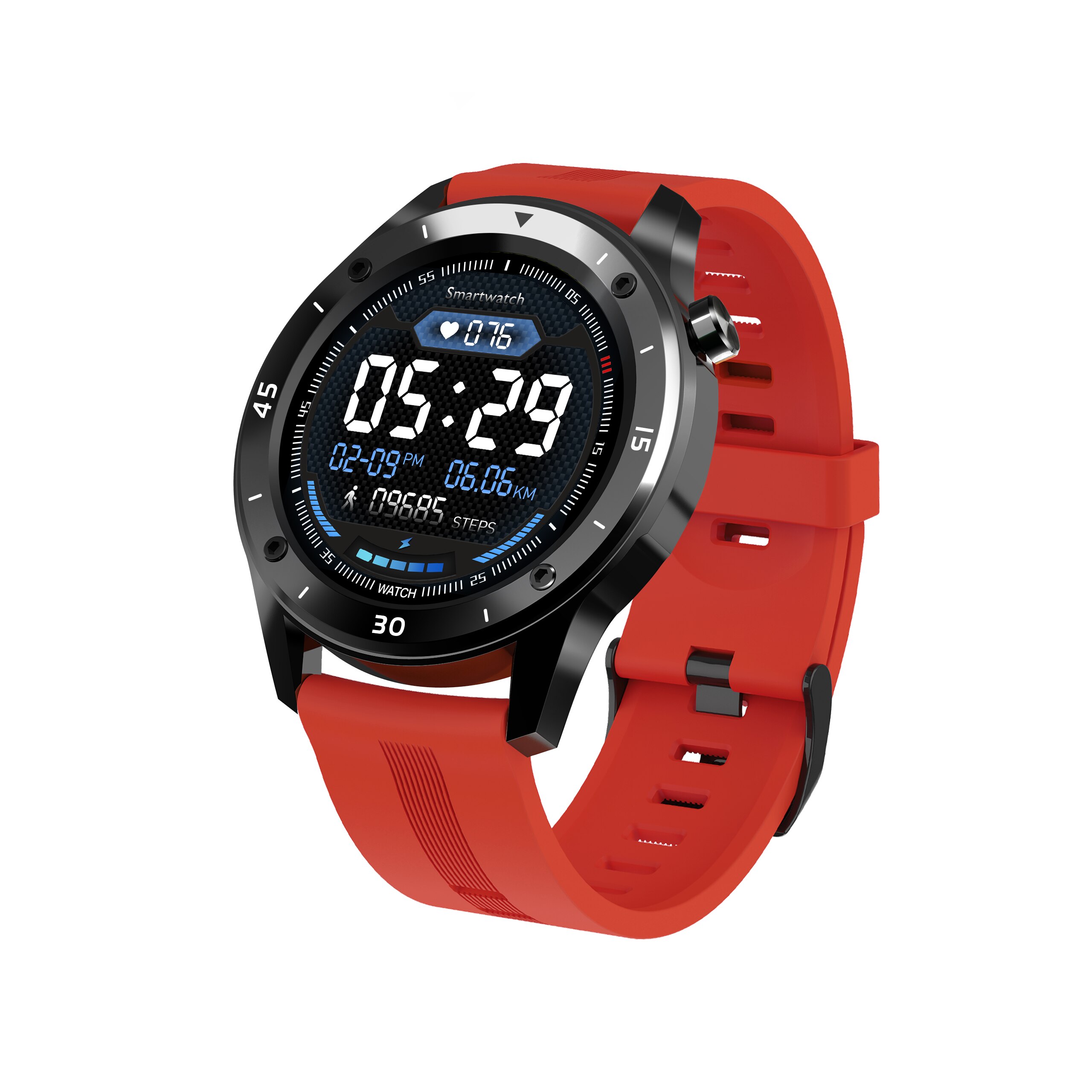 Multifunktions-smartwatch mit bluetooth, elektronische uhr mit herzfrequenzmessung, sportuhr, elektronischer wecker, fitness-tracker für #39: Rot