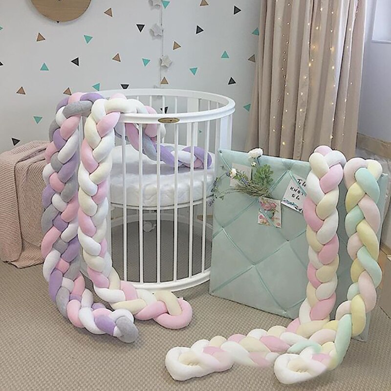 2M Baby Bumper Bed Braid Knot Kussen Kussen Bumper Baby Bebe Wieg Protector Cot Bumper Room Decor Nordic Weven suikerspin