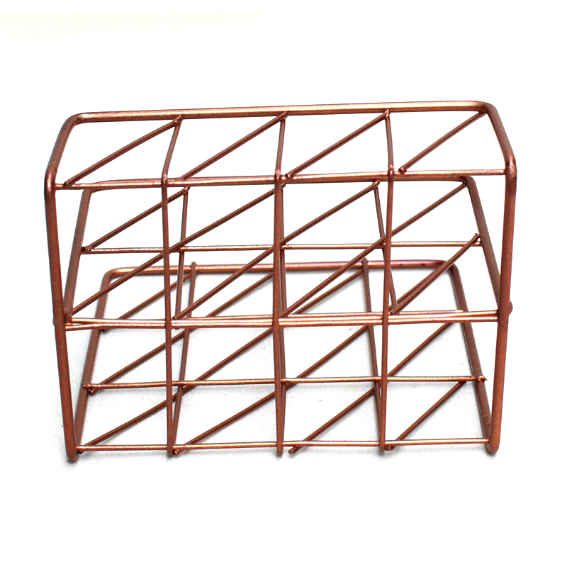 Rose Golden Office School Supplies Letter Holder Organizer Envelope Sorter Mesh Wire Metal Letter Memo Holder Small Tray