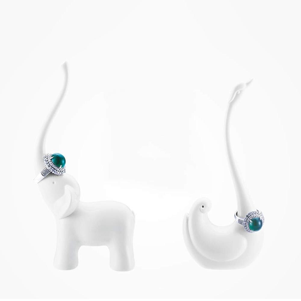 Soporte de escritorio para anillo de elefante y Cisne, estante de exhibición de joyería, organizador decorativo para manualidades de modelado de melamina, color blanco
