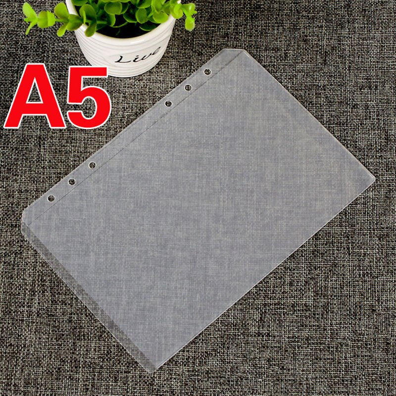 20PCS Transparent A5 A6 A7 B5 6-Ring Document Notebook Binder Loose-Leaf Storage Bag Organizer Card Holder Pockets Accessories: A5