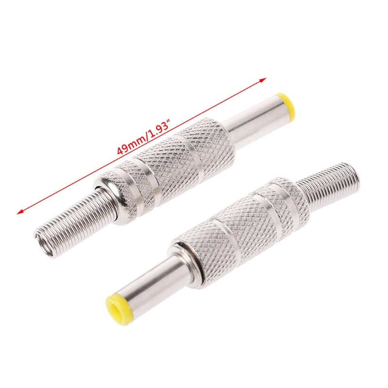 Connettore adattatore Jack maschio di alimentazione cc 5.5x2.1mm in metallo 5 pezzi con testa gialla
