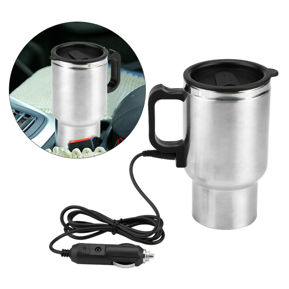 12V 500ml Electric In-car Stainless Steel Travel Heating Cup Car Cup Mug Universal for most car cup holders Auto Accessories