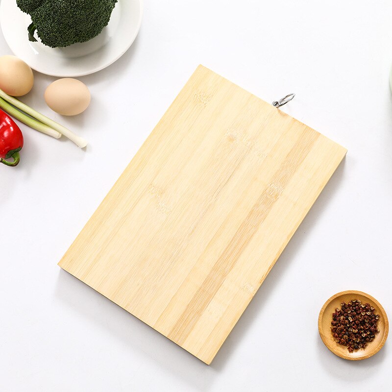 Zotobon bambus skærebræt firkantet hængbar skæreblok tyk naturlig skærebræt køkken madlavning frugt skærebræt  f183: 30 x 20