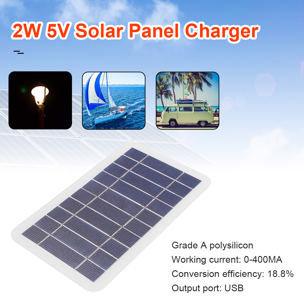USB Solar Panel 5V 2W 400mA Solar Charger Pane Portable Climbing Fast Charger Polysilicon Travel Solar Cell Mobile Phone Charger