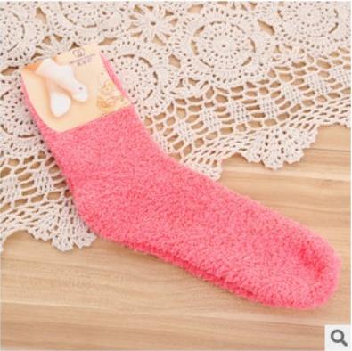 Winter Cute Fuzzy Socks Candy Color Soft Women Fluffy Socks Coral Velvet Warm Sleep Floor Socks yellow blue: Dark Grey