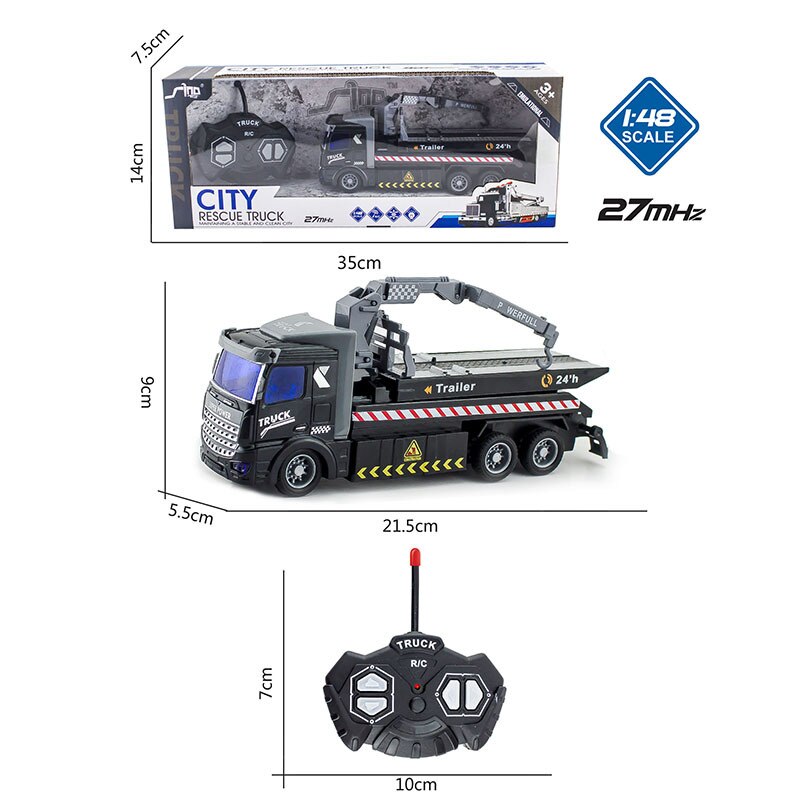 1/48 4CH Simulation Flache Kopf Fernbedienung Verkehrs Rettungs Wrecker Anhänger Transport Pritsche Lkw: QH18-1