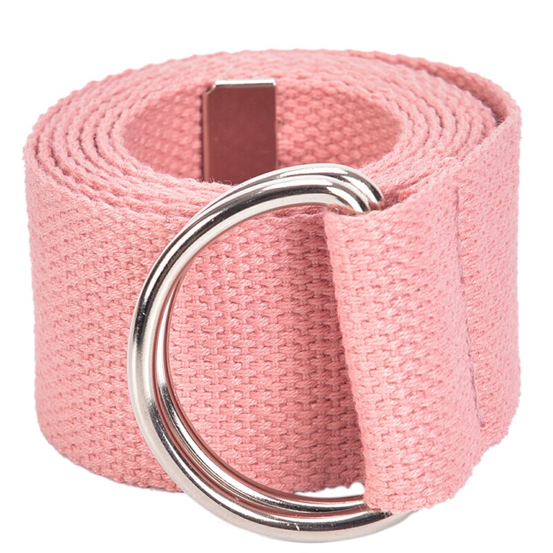 Unisex Canvas Riemen Letters Gedrukt D Ring Dubbele Gesp Punk Taille Band Vrouwen Mannen Tiener Lange Brede Riem: B pink
