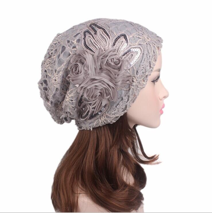 Gorro de encaje de flores para mujer, gorros ahuecados, informales, cómodos, bonito