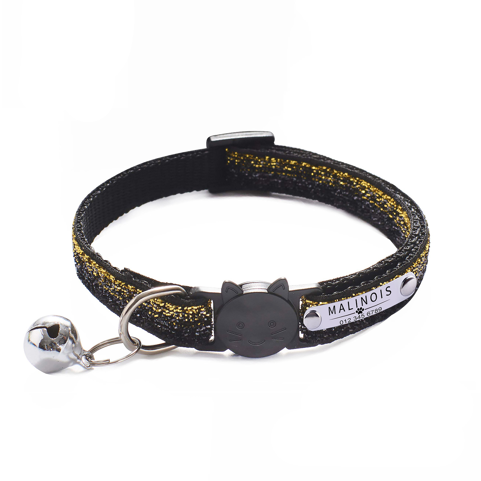 Collar brillante para gato, correa ajustable para el cuello, accesorios para mascotas, letras personalizadas perros mascotas collar perro arnes perro arnes perro pequeño mascotas perros accesorios collar para perro sum: 2