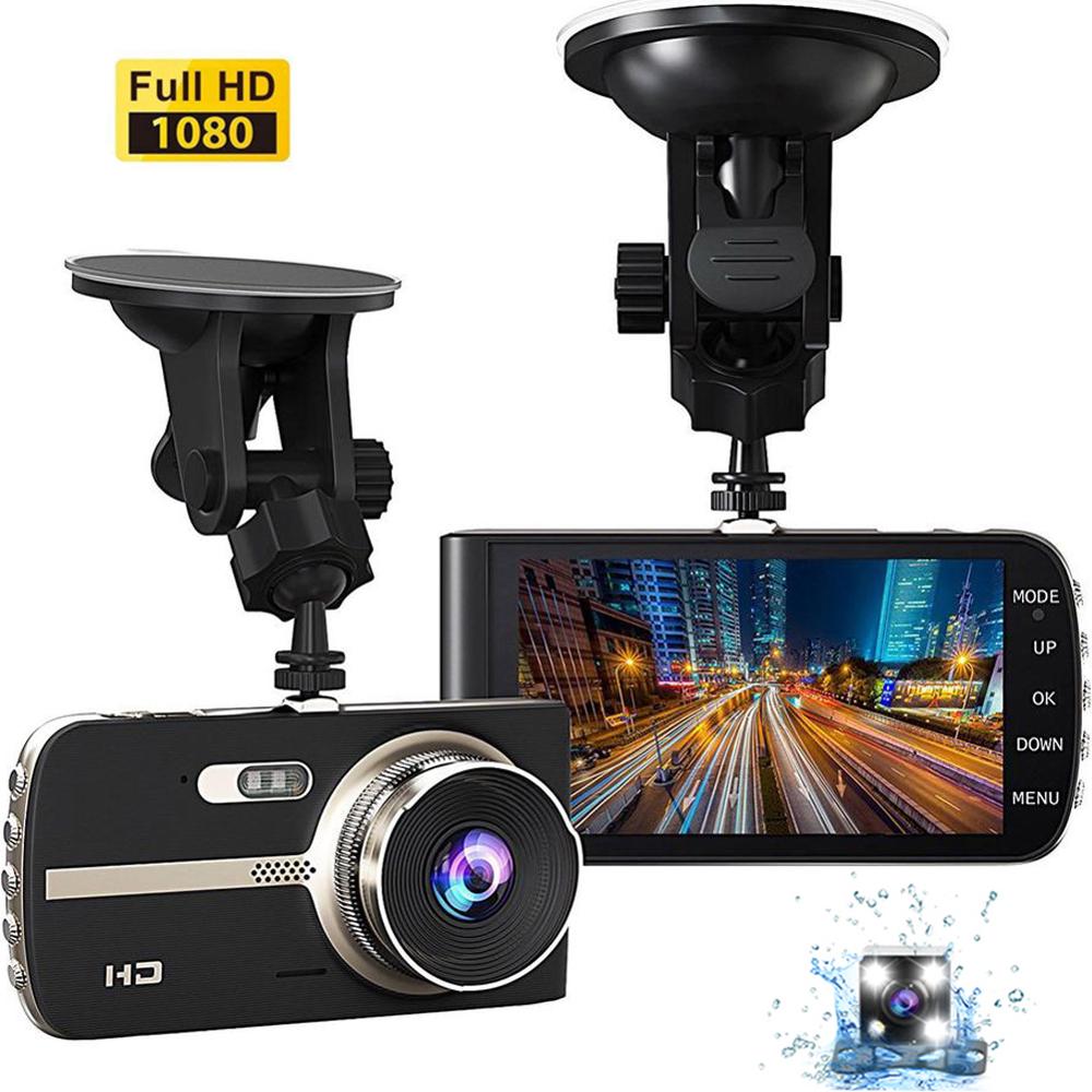 4 Inch Fhd 1080P Auto Camera Dual Lens Nachtzicht G-Sensor Achteruitrijcamera Auto Registrator Dash Cam video Recorder Dashcam Dvr