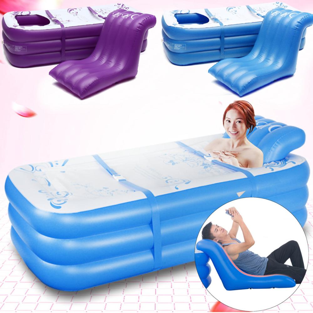 165x85x45cm Blue Large Size Inflatable Bath Bathtub SPA PVC Folding Portable For Adults Household Inflatable Tub