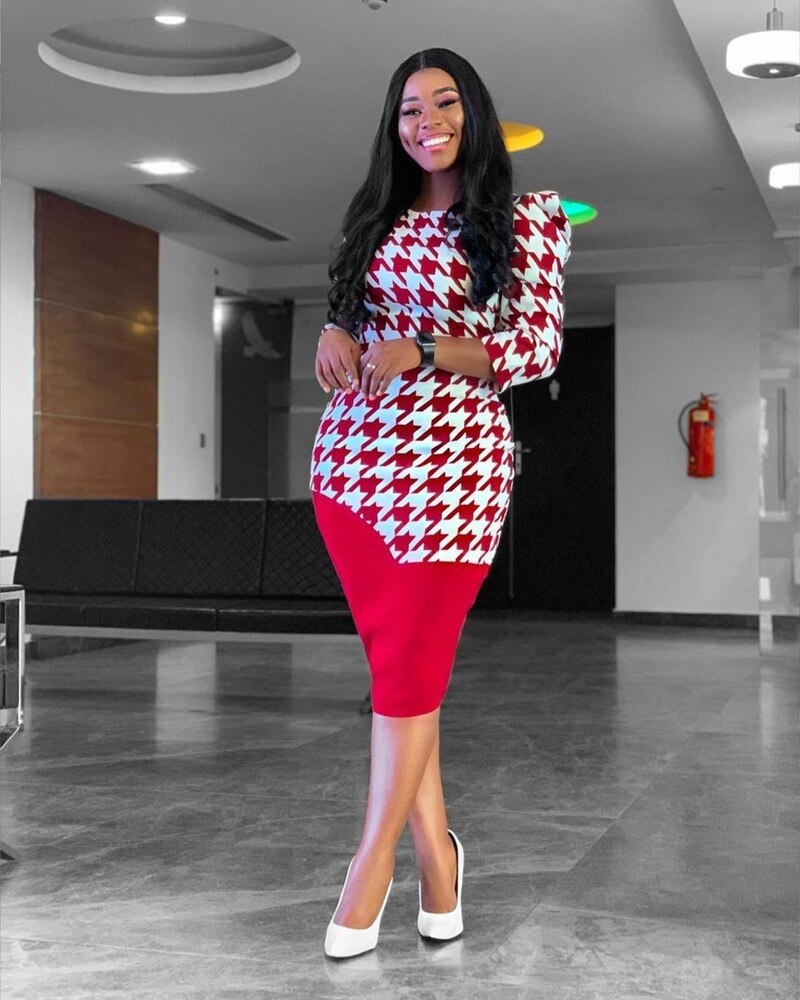 Afrikanische Kleider Für Frauen Elegent Stil Afrikanische Frauen Plus Größe Polyester Knie-länge Kleid Afrika Kleidung S-3XL