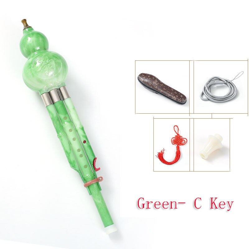 Chinese Handgemaakte Hulusi Zwarte Bamboe Kalebas Cucurbit Fluit Etnische Muziekinstrument Sleutel Van C Met Case Voor Beginner Muziek Liefhebbers: Green- C Key