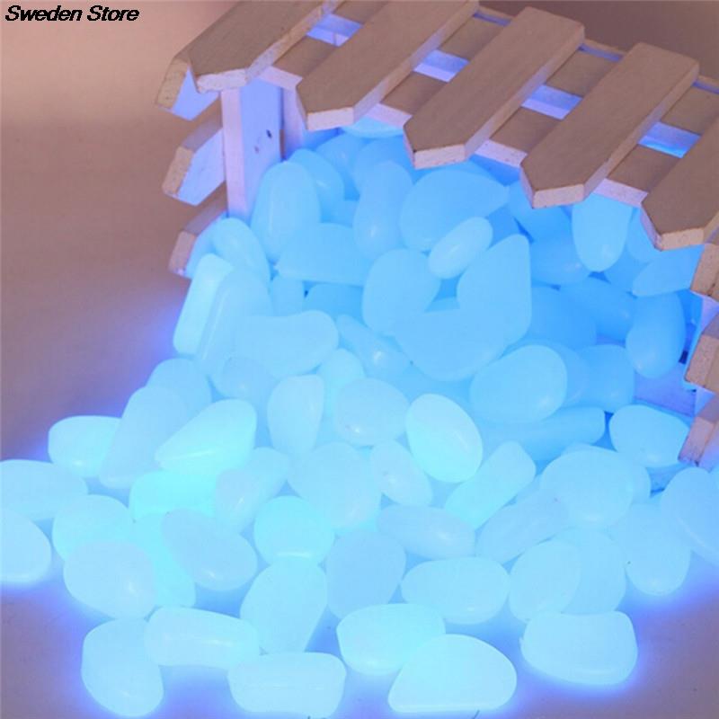 ! 10pcs/lot Luminous Pebbles Rocks Garden Ornaments Stone Glow In The Dark Garden For Walkways Fish Tank Decorations