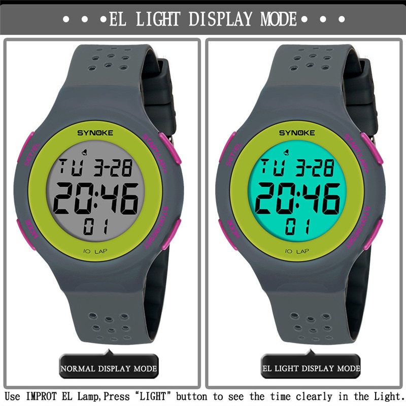 Synoke Multifunctionele Mannen Sport Horloges 50M Waterdicht Horloge Led Digitale Dubbele Action Elektronische Horloge Masculino