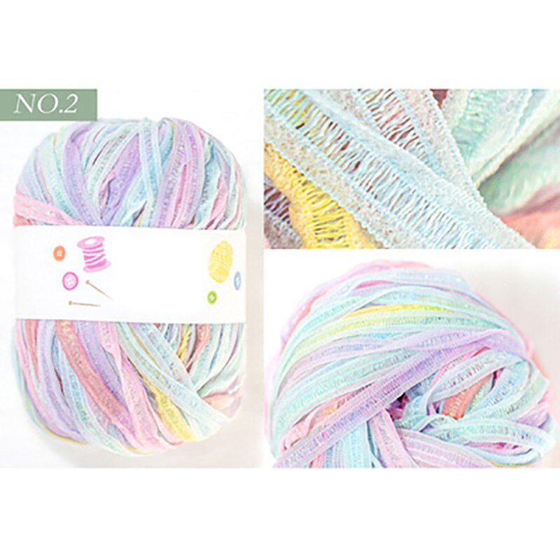 Cinta de seda intermitente de Color, hilo especial, segmento de Color mágico, lana de teñido, bolsa de tejer, sombrero, hilo artesanal: 2