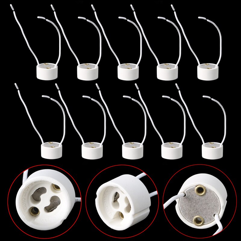 Enchufe GU10 para bombilla LED, soporte para lámpara halógena, Base, conector de cable de cerámica