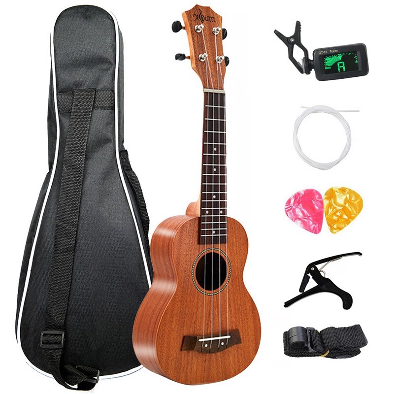 21 Inch Ukelele Sopraan Sapele Uke 15 Frets 21 Inch Hawaii Mini Gitaar Volledige Kits Ukulele Gitaar Voor Beginner Kids