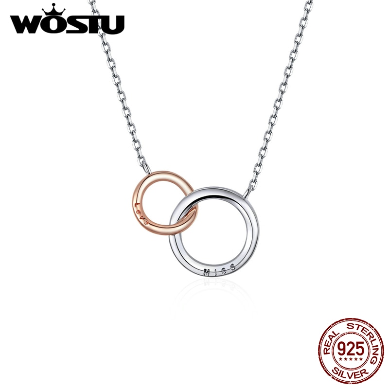 WOSTU Real 925 Sterling Silver Infinite Love Necklace Circle Long Link Chain For Women Wedding Party Jewelry Lover CTN159