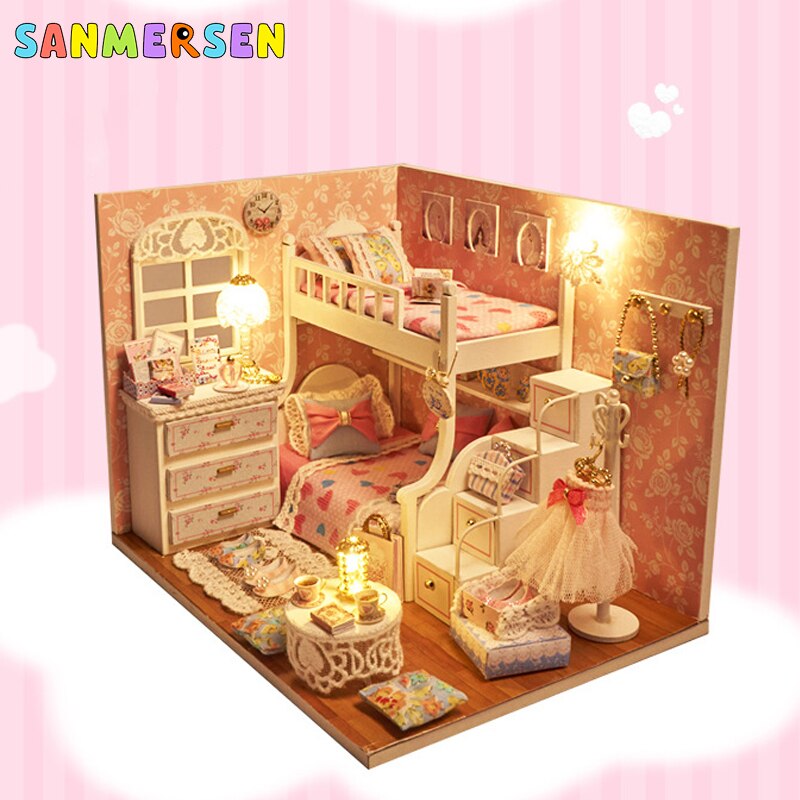 DIY casa de muñecas en miniatura de madera Casa de Ángel modelo de juguete Villa modelo hecho a mano casa de muñecas juguetes educativos para padres e hijos