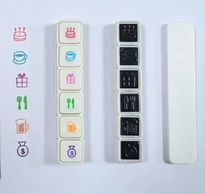 Sellos de almohadilla de tinta de prensa para niños, sellos de recompensa de tinta automática Kawaii, sello para incentivar, manualidades, papelería coreana, suministros de oficina, 6 diseños: Rosa