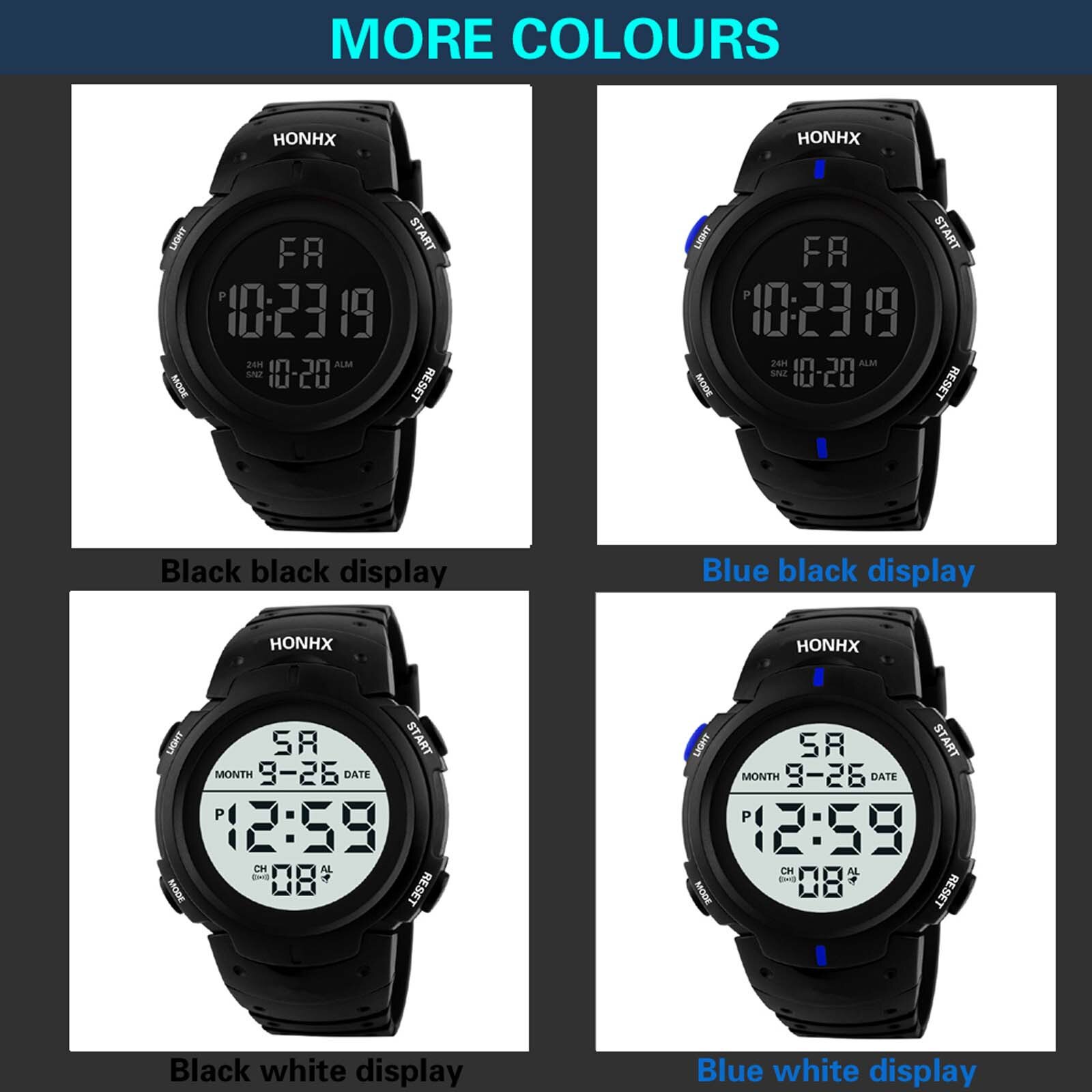 Sports Watches 50M Waterproof LED Digital Watch for Men Resin Dial PU Strap Clock Relogio Masculino Digital Watch