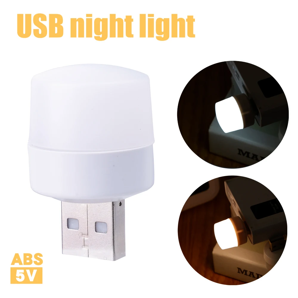 Mini USB Night Light LED Plug in Bulbs Portable Home USB Atmosphere Lights Warm White Power Bank Charging USB Book Lights
