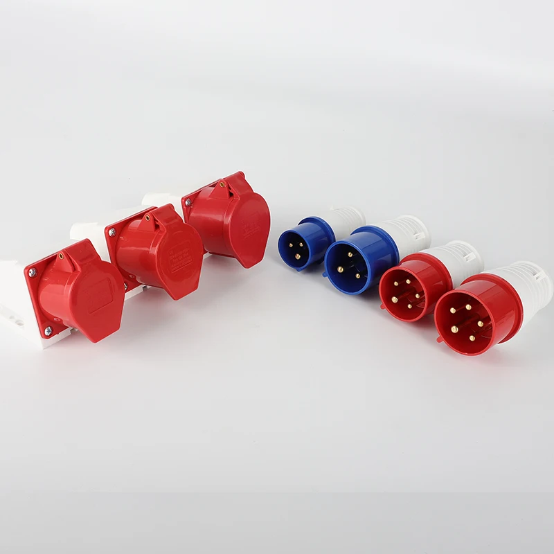 Industrial plug and socket waterproof connector 3PIN 4PIN 5PIN 32A IP44 waterproof electrical connection wall mount socket