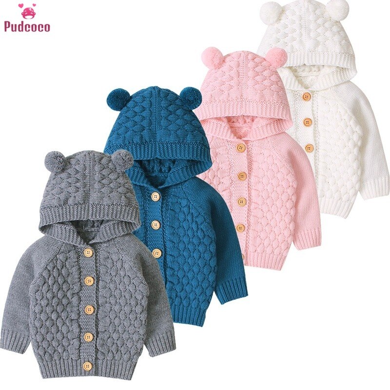 0-24M Baby Boy Sweater Kids Hooded Peuter Gebreide Tops Meisje Warme Jas Kid Bovenkleding Herfst Winter Jassen