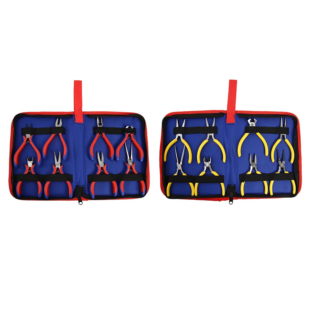 8PCs Electrical Wire Cable Pliers Set Long Nose with Teeth Flat Jaw Round Curve Needle Diagonal Nose Wire End Cutting Cutter