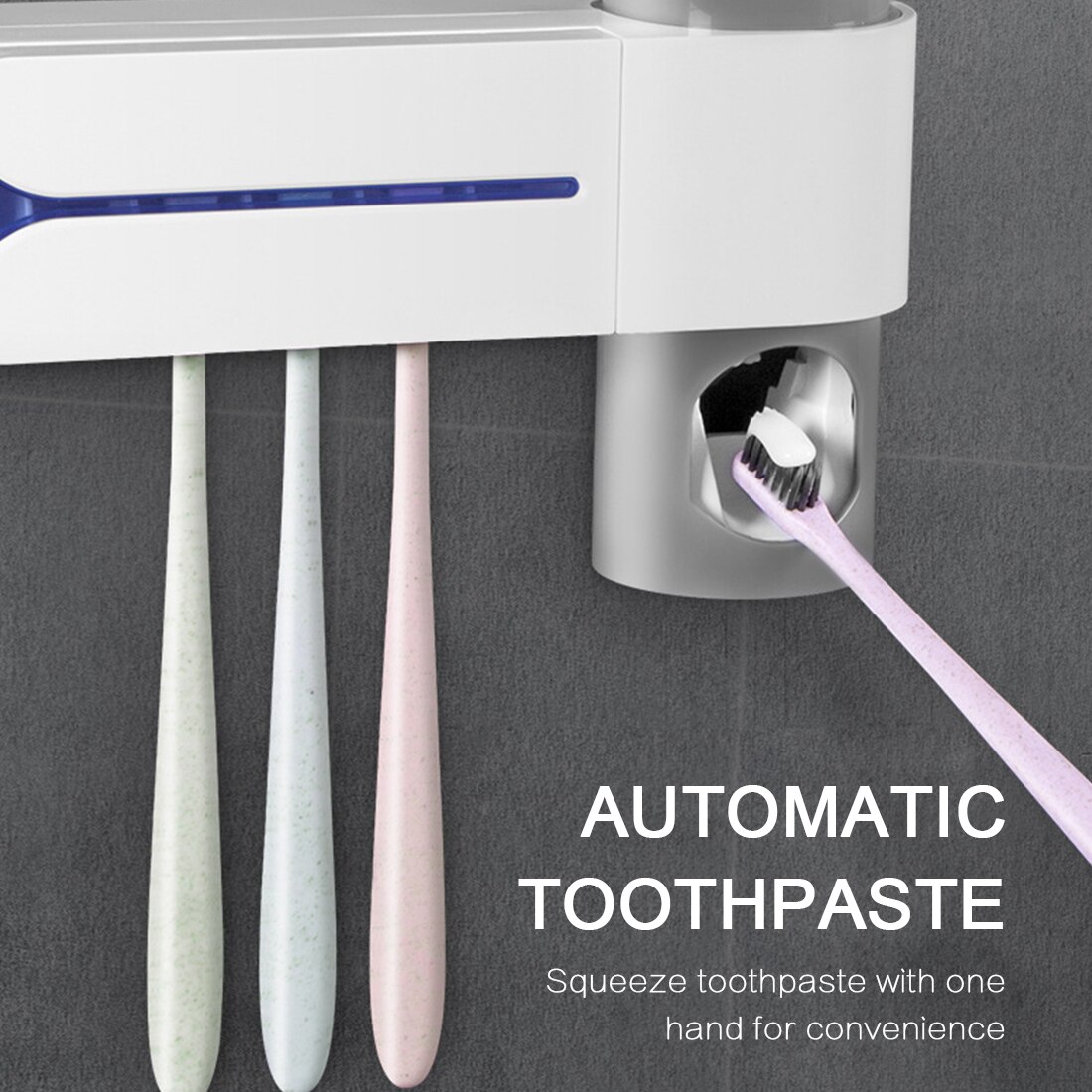 3 in 1 UV Light Multifunctional Antibacteria Ultraviolet Toothbrush Holder Automatic Toothpaste Squeezers Dispenser Home Set