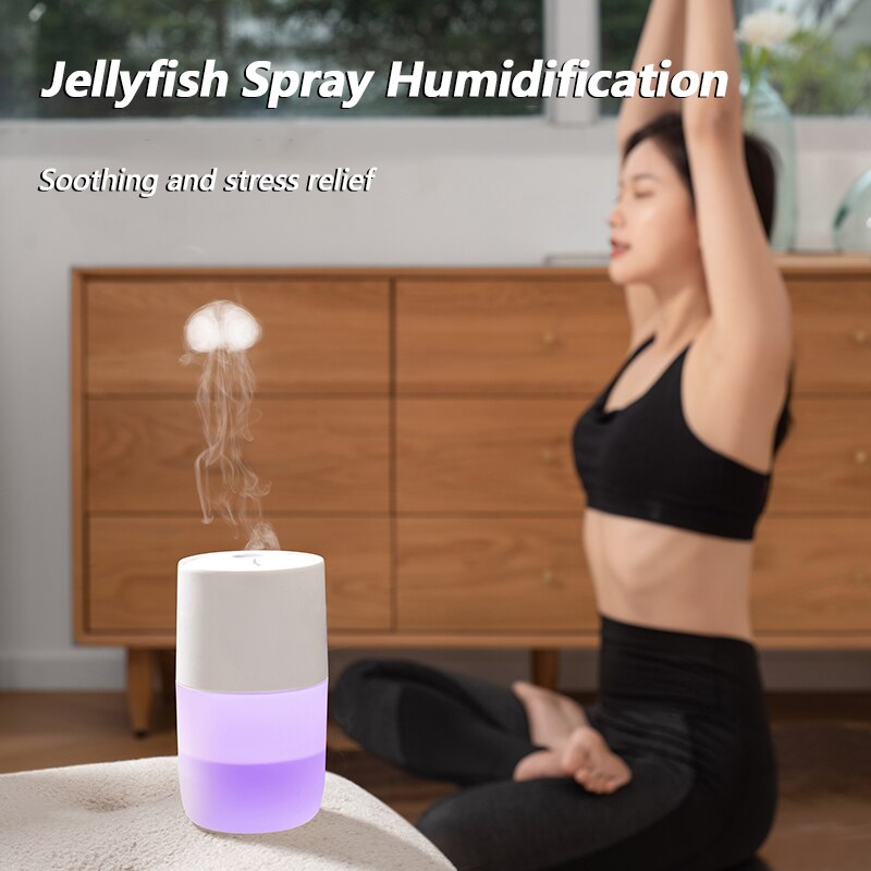 2022 Humidifier Jellyfish Aromatherapy Humidifiers Diffusers 360ML USB Diffuser with Colorful Night Light Humidificador