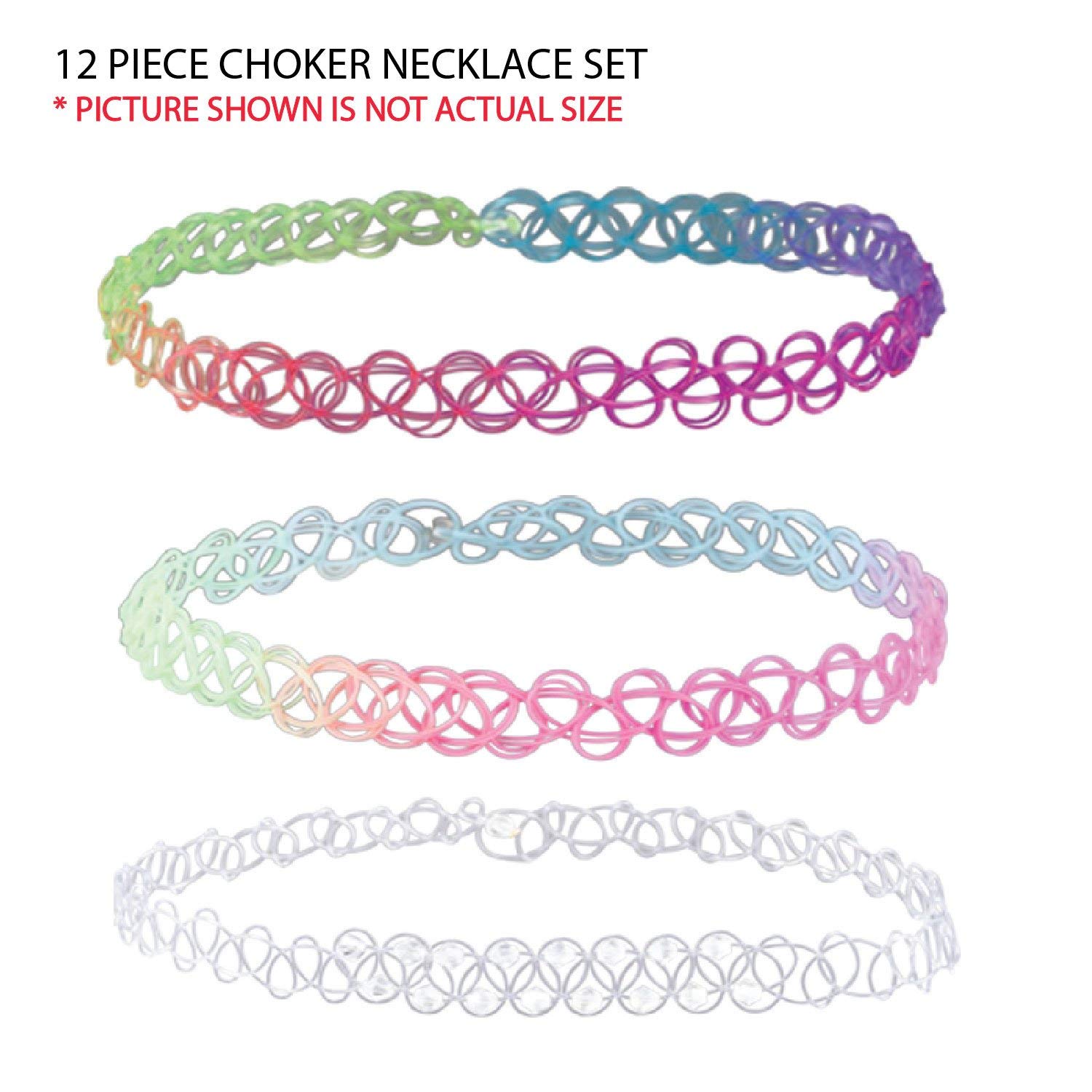 12 pièces collier gothique henné tatouage Stretch élastique bijoux valeur Pack