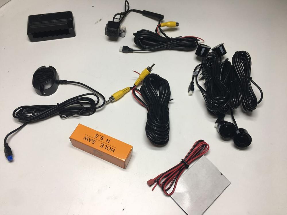 Adjustable Speaker Car OPS Parking system 4 sensor Alarm with OSD camera Visible blind sensor Parktronic System Car detection