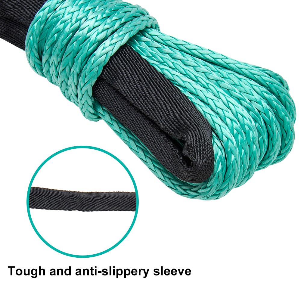Carbole green synteettinen vinssin köysi köysi 6mm x 15m raskaaseen käyttöön 10000 ibs uhmwpe köysi vaipalla auton tarvikkeet
