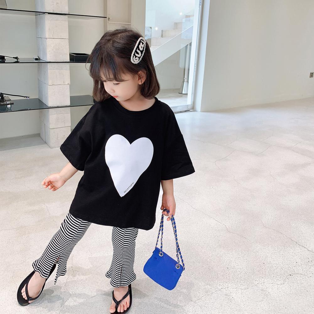Barnbyxor Sommar Koreansk Flicka Baby Sommar Wide-leg Nio-punkts Byxor Randiga Bell Bottom Byxor
