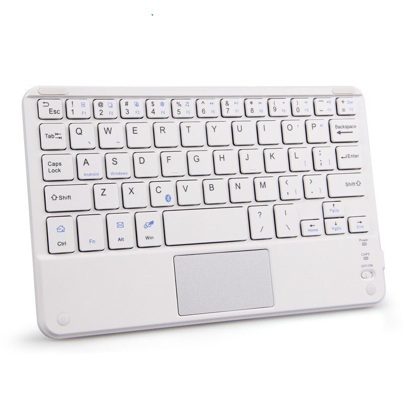 Mini portátil sem fio backlight teclados bluetooth com touchpad universal para todos os 7-10 polegadas tablet para smartphones ipad: White Touchpad