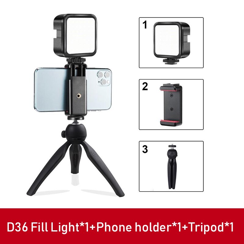 Jumpflash Tripod Phone Stabilizer Holder Condenser Microphone LED Fill Light for Photo Video Selfie Camera Phone: G