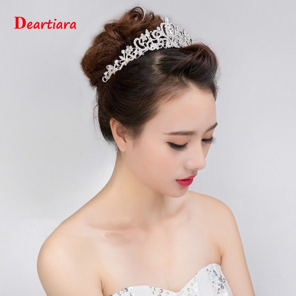 Women Wedding Bridal Tiaras Princess Austrian Crystal Prom Hair Crown Rhinestone Headband Hair Accessories Headpiece