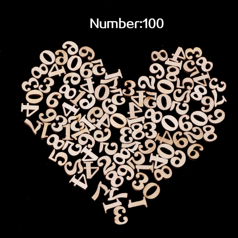 100Pcs Wooden 0-9 Numbers Embellishments 15mm Scrapbooking Card Making Craft DIY