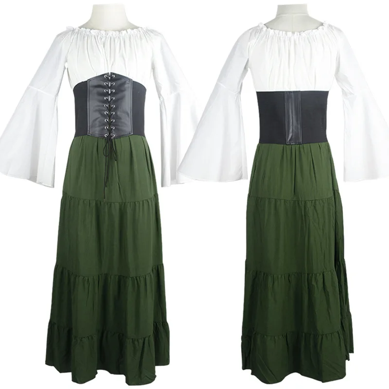 Robe de princesse corset à manches longues pour femmes, robe Renaissance médiévale européenne, olympiques de cosplay